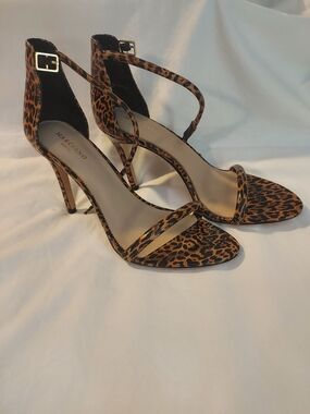 Marciano Leopard-Print Strappy Stiletto Heels - Brown/Black